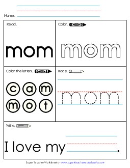 Mom (Sight Word) Sight Words Individual Worksheet