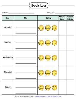 Emojis and Minutes Reading Log Reading Logs Worksheet