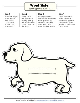 Word Slider (B-27) Spelling B Worksheet