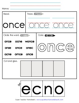 Worksheet 2: Once Sight Words Individual Worksheet