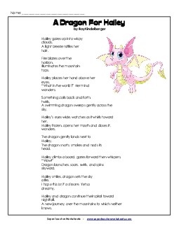 A Dragon for Hailey 4th Grade Reading Comprehension Worksheet