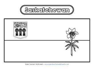 Saskatchewan Flag (Black & White) Free Canada Worksheet