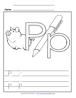 Letter P - Color and Write Free Alphabet Worksheet