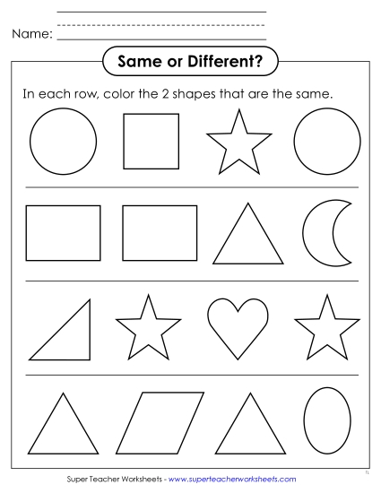 New Same or Different? Worksheet New Same or Different? Worksheet