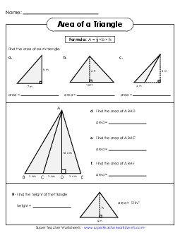 Areas of Triangles Practice (Basic) Worksheet