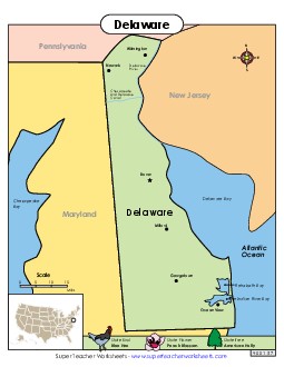 Map of Delaware State Maps Worksheet