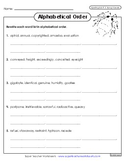 Alphabetical Order Worksheet (F-2)  Free Spelling F Worksheet