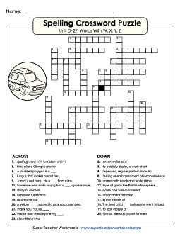 Crossword (D-27) Spelling D Worksheet