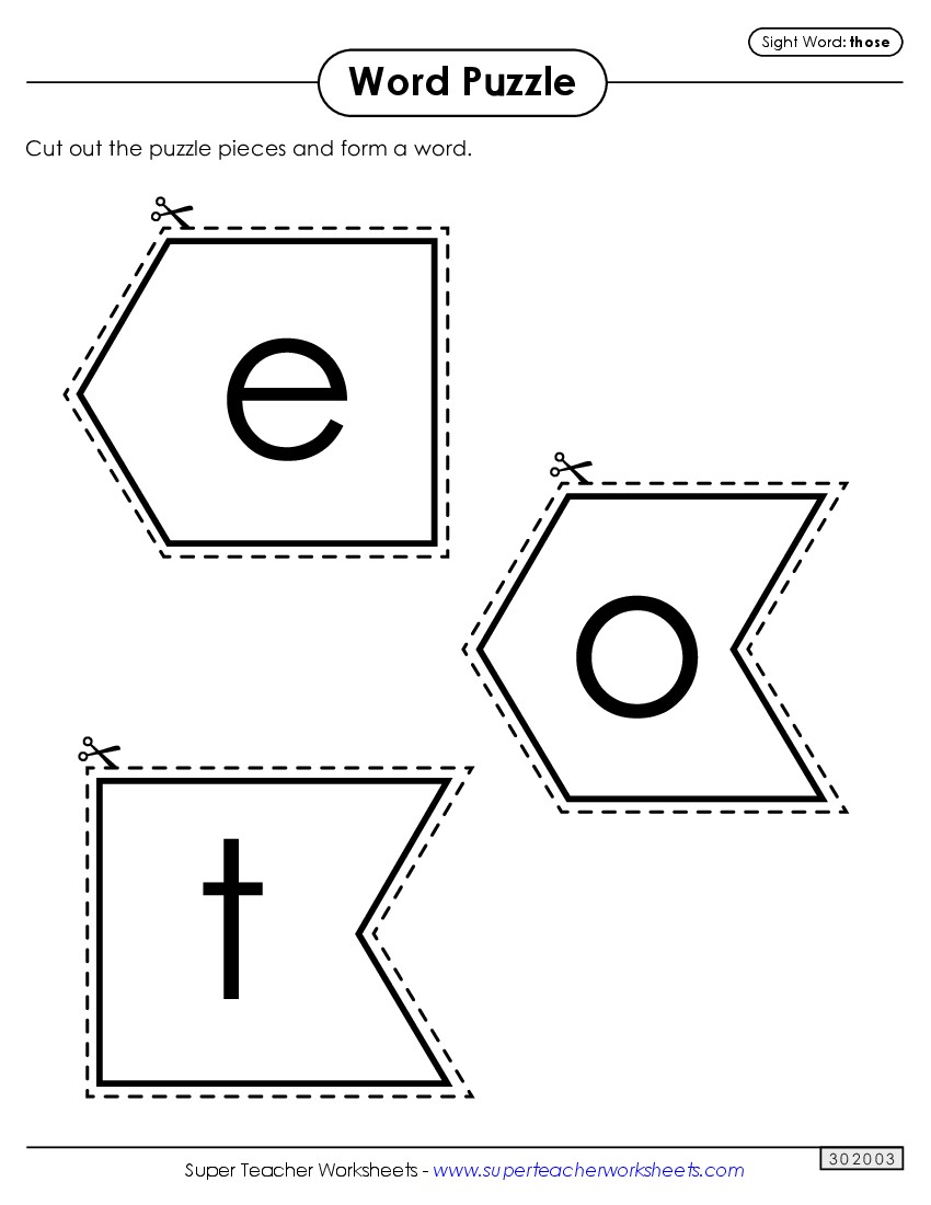 Word Puzzle: Those Sight Words Individual Worksheet