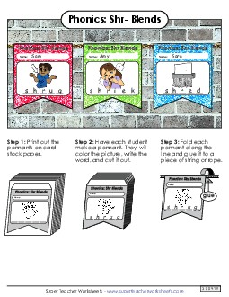 Pennants (Shr- Words) Phonics Blends Worksheet