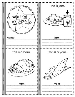 Mini-Book (-am) Word Families Worksheet