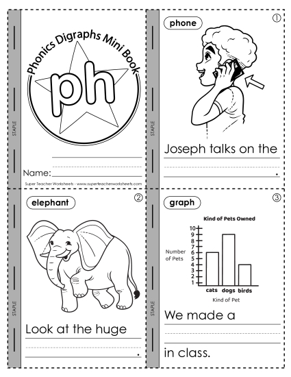 New Phonics Digraph Mini Book: Ph Words Worksheet New Phonics Digraph Mini Book: Ph Words Worksheet