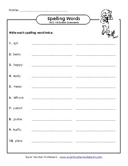 Write Twice (C-10) Spelling C Worksheet