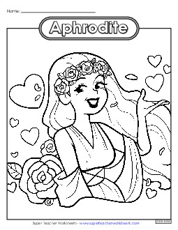 Coloring Page: Aphrodite Greek Mythology Worksheet