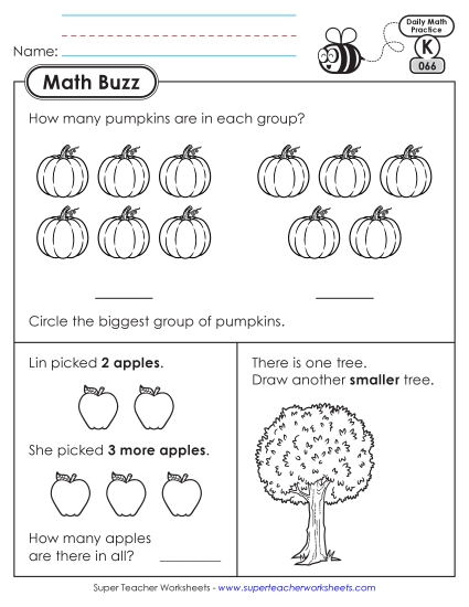 New Kindergarten Math Buzz: Week 14<br>Worksheets 66 through 70 Worksheet New Kindergarten Math Buzz: Week 14<br>Worksheets 66 through 70 Worksheet
