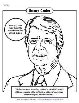 President #39: Carter Coloring Page Presidents Worksheet