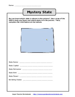 Mystery State: Colorado States Worksheet