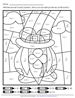 Double Mystery Picture: Basic Multiplication Pot of Gold & Leprechaun Worksheet