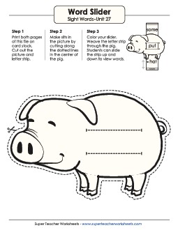 Word Slider (Unit 27) Sight Words Worksheet