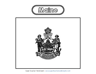 Maine Flag Coloring Page States Individual Worksheet