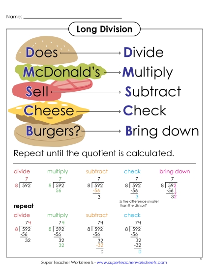 New Does McDonald's Sell Cheeseburgers?<br>Long Division Anchor Chart Worksheet New Does McDonald's Sell Cheeseburgers?<br>Long Division Anchor Chart Worksheet