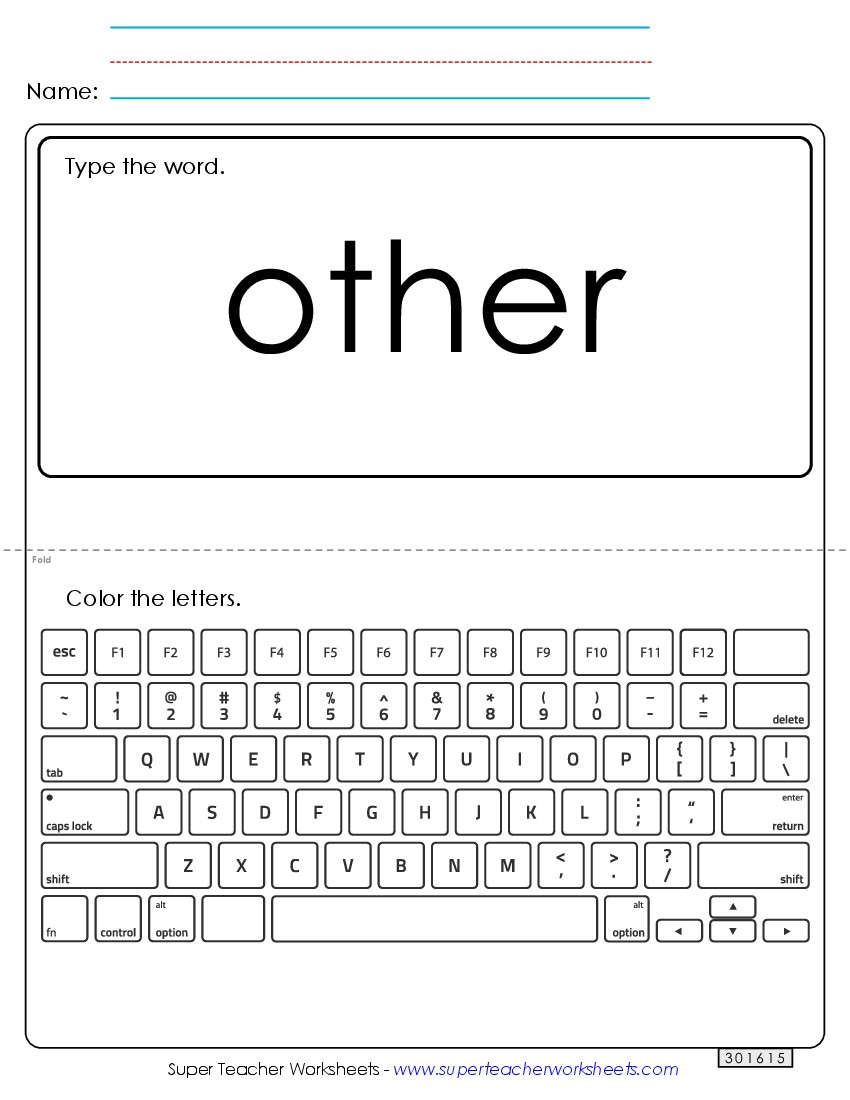 Type the Word: Other Sight Words Individual Worksheet