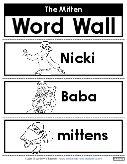 The Mitten Word Wall Picture Book Mitten Worksheet