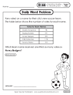 Daily Word Problems  D-66 through D-70 Worksheet