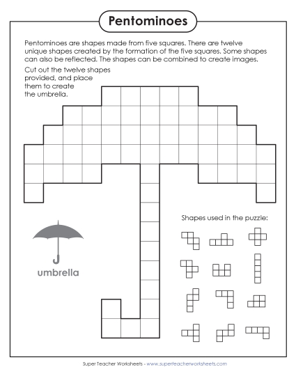 New Umbrella Pentomino Puzzle Worksheet New Umbrella Pentomino Puzzle Worksheet