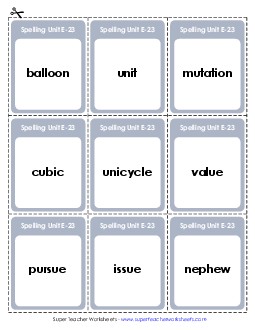 Flashcards (E-23) Spelling E Worksheet