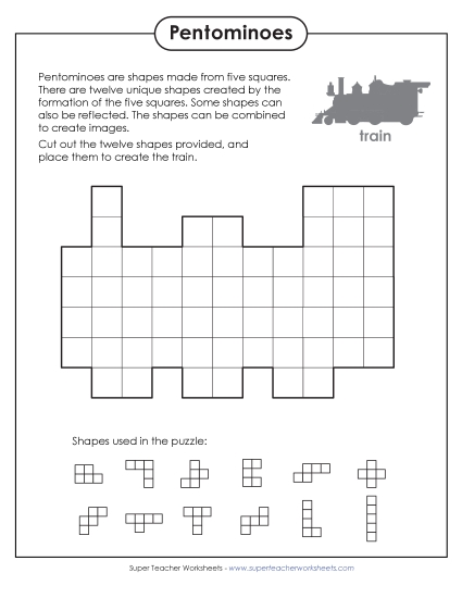New Train Pentomino Puzzle Worksheet New Train Pentomino Puzzle Worksheet