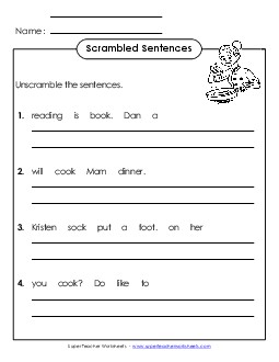 Scrambled Sentences (A-20) Spelling A Worksheet