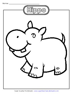 Hippo Coloring Page Coloring Pages Worksheet