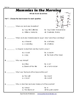 Whole Book Questions Book Mummies In The Morning Worksheet