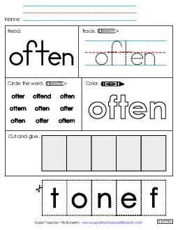 Worksheet 2: Often Sight Words Individual Worksheet