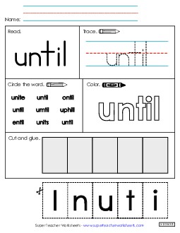 Worksheet 2: Until Sight Words Individual Worksheet