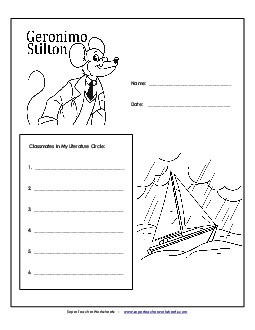 Literature Circles: Cover Page  Book Geronimo Stilton Worksheet