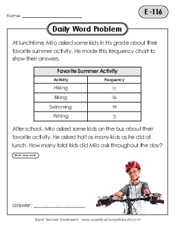 Daily Word Problems  E-116 through E-120 Worksheet