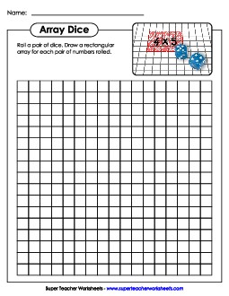 Array Dice Game Multiplication Worksheet