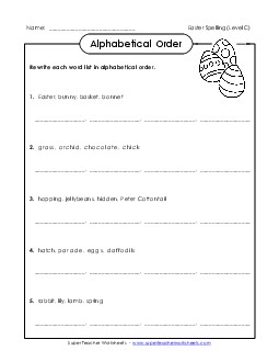 Alphabetical Order (C-Easter)  Spelling C Worksheet