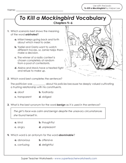 New Vocabulary Questions for Chapters 4–6 Worksheet