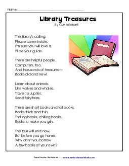 Library Treasures Poems Worksheet