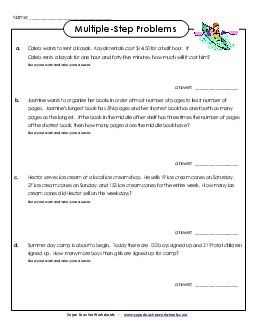 Multiple Step, Advanced #4 Multiple Step Problems Worksheet