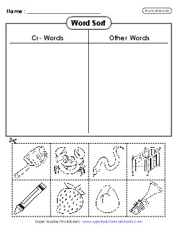 Word Sort (Cut and Glue)  Phonics Blends Worksheet