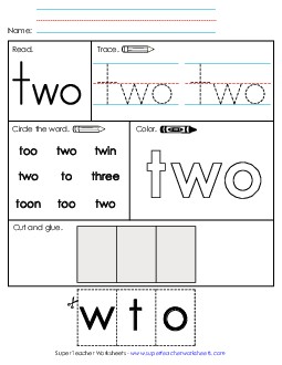 Worksheet 2: Two Sight Words Individual Worksheet