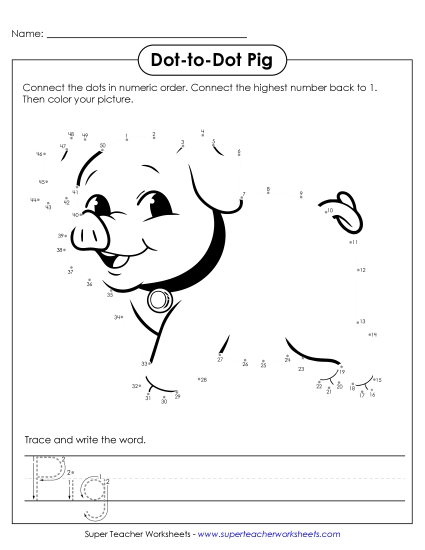 New Count to 50 & Write: Pig Worksheet New Count to 50 & Write: Pig Worksheet