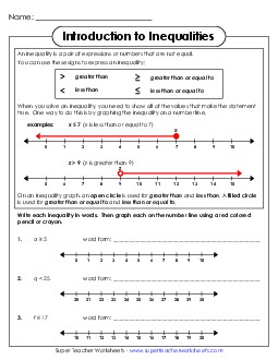 Inequalities  Free Printable Worksheet