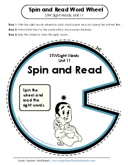 Spin and Read (Unit 11) Sight Words Worksheet