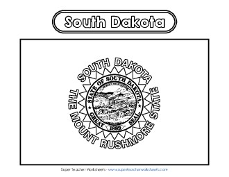 South Dakota Flag Coloring Page States Individual Worksheet