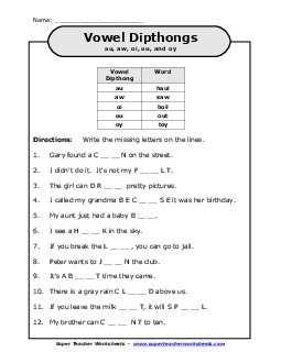 Sentences With Mixed Diphthongs  Phonics Worksheet